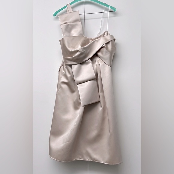 ABS | Large Bow Champagne Occasion Formal Party Dress - Picture 2 of 11